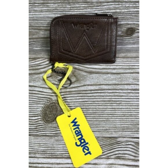 Wrangler Women’s Mini Coffee Brown Zip Card Case Wallet WG2208-W005CF 5”x3” - Picture 1 of 3